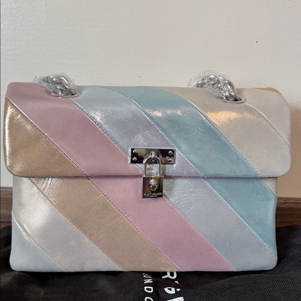 Kurt Geiger Striped Handbag With Chain Handles. NTW